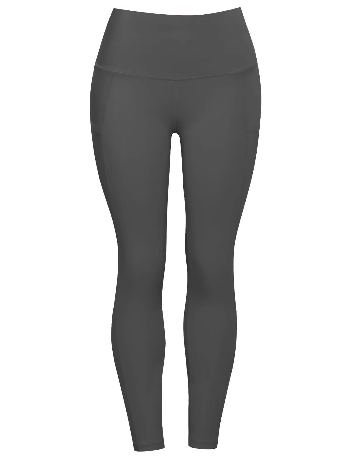 High Waist Side Pockets Gym Pants irongrey_Gym