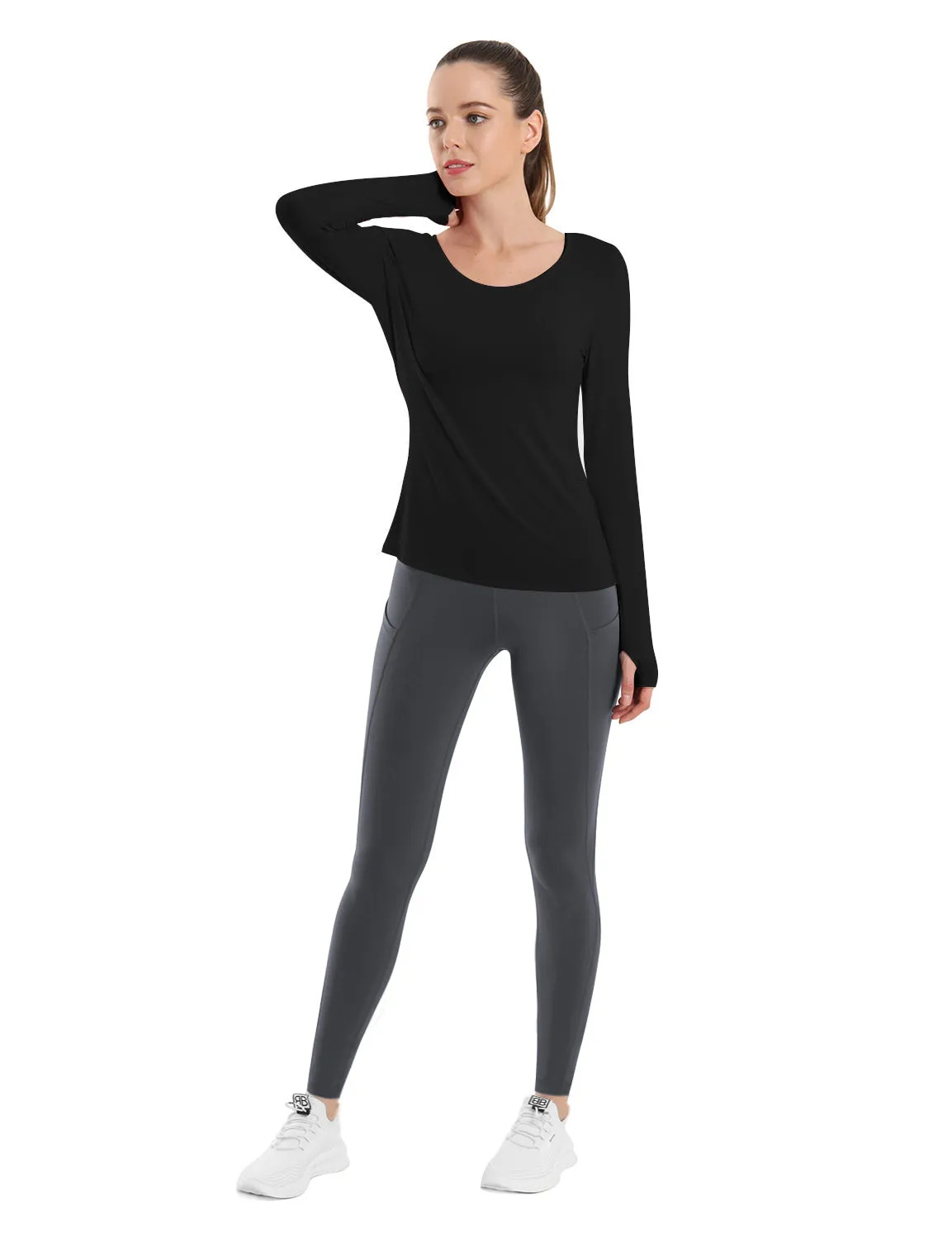 High Waist Side Pockets Gym Pants irongrey_Gym