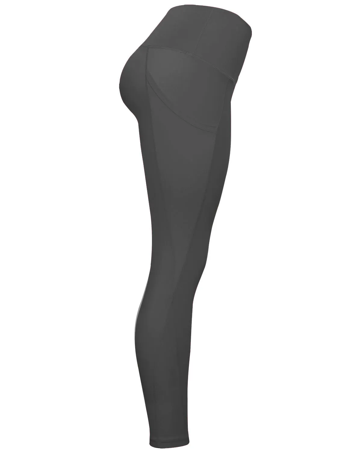 High Waist Side Pockets Gym Pants irongrey_Gym