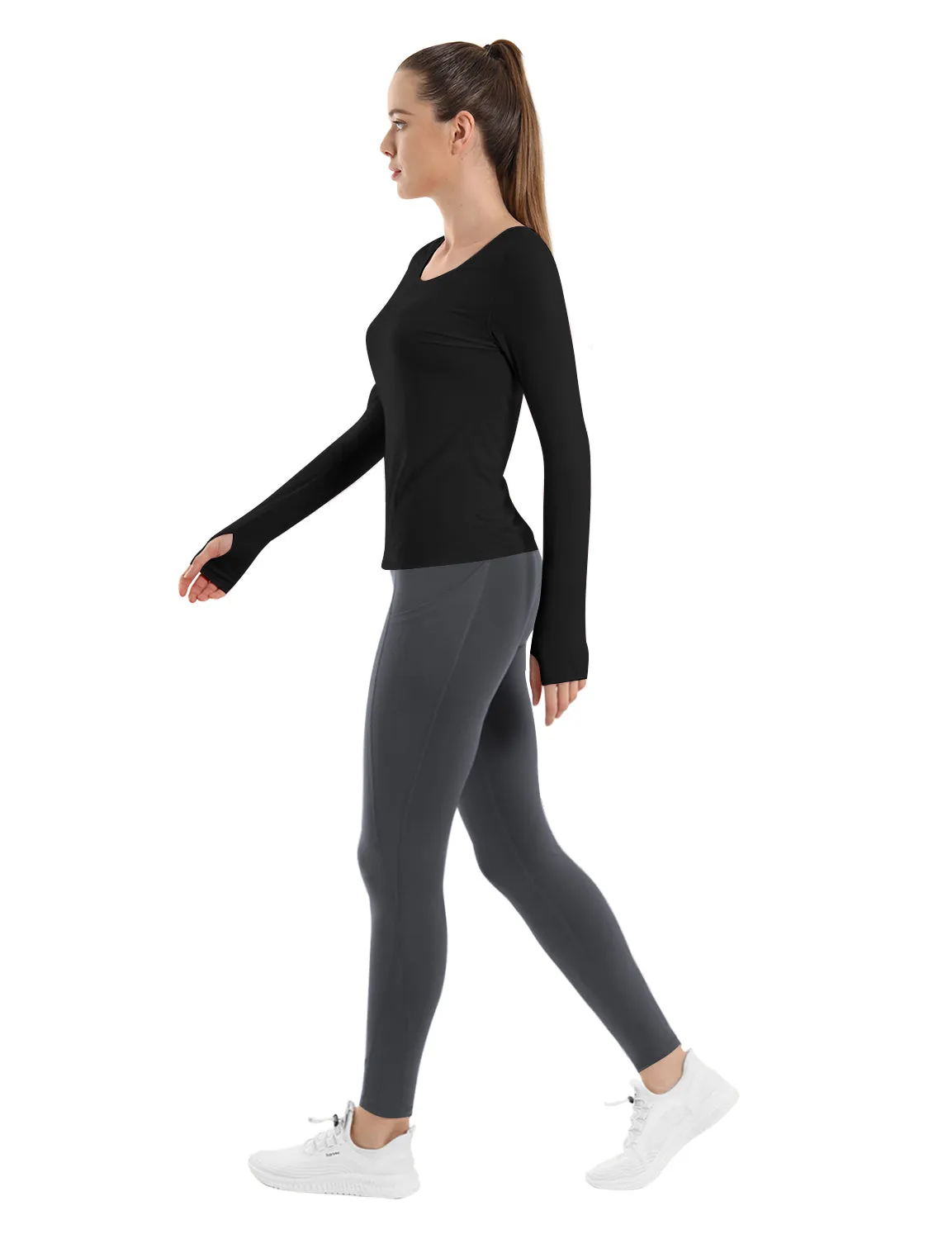 High Waist Side Pockets Gym Pants irongrey_Gym
