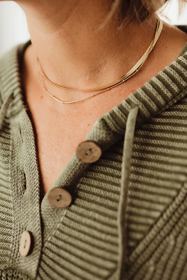 Hooded Henley Knit Sweater