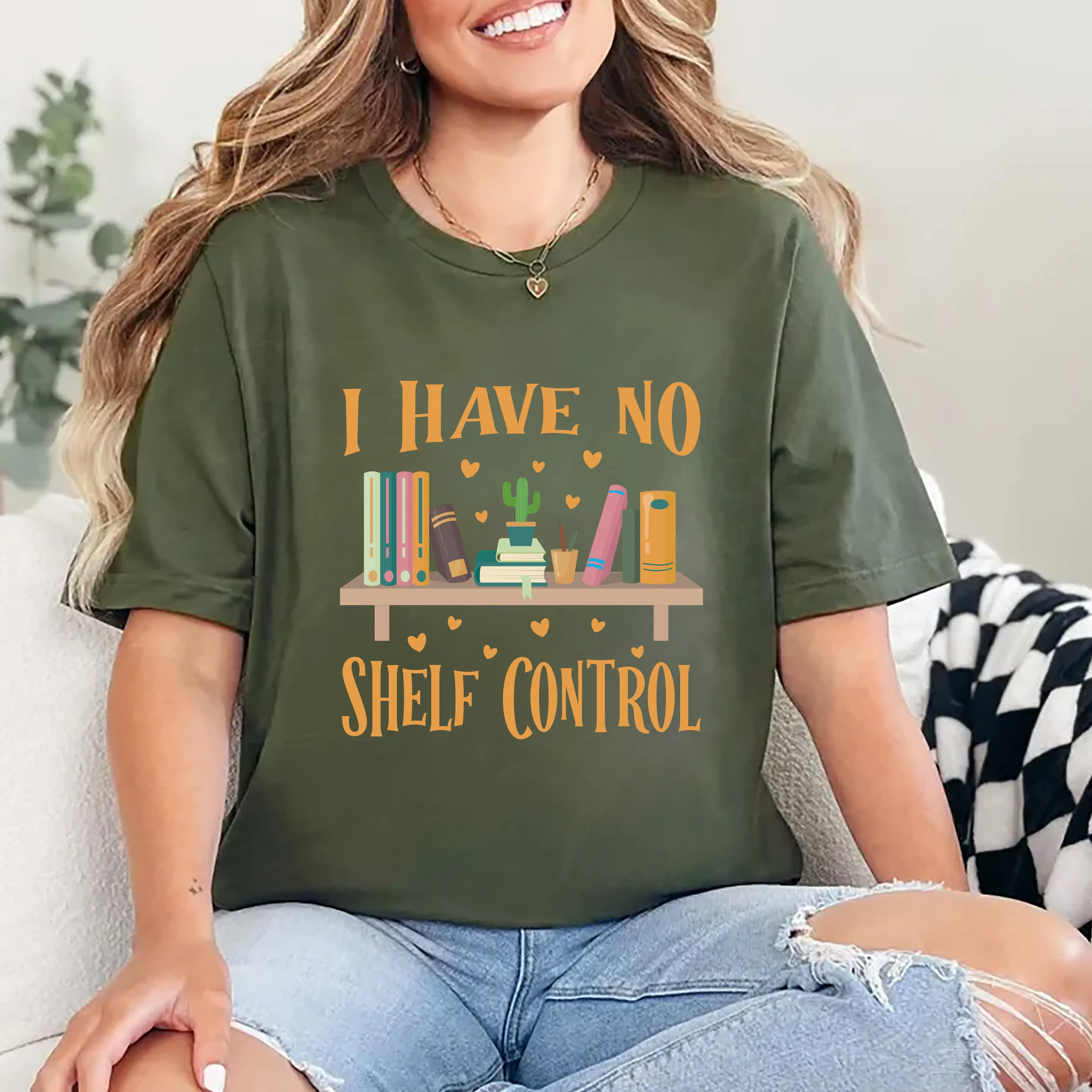 I Have No Shelf Control Short Sleeve T-Shirt, Reading Teacher Shirt