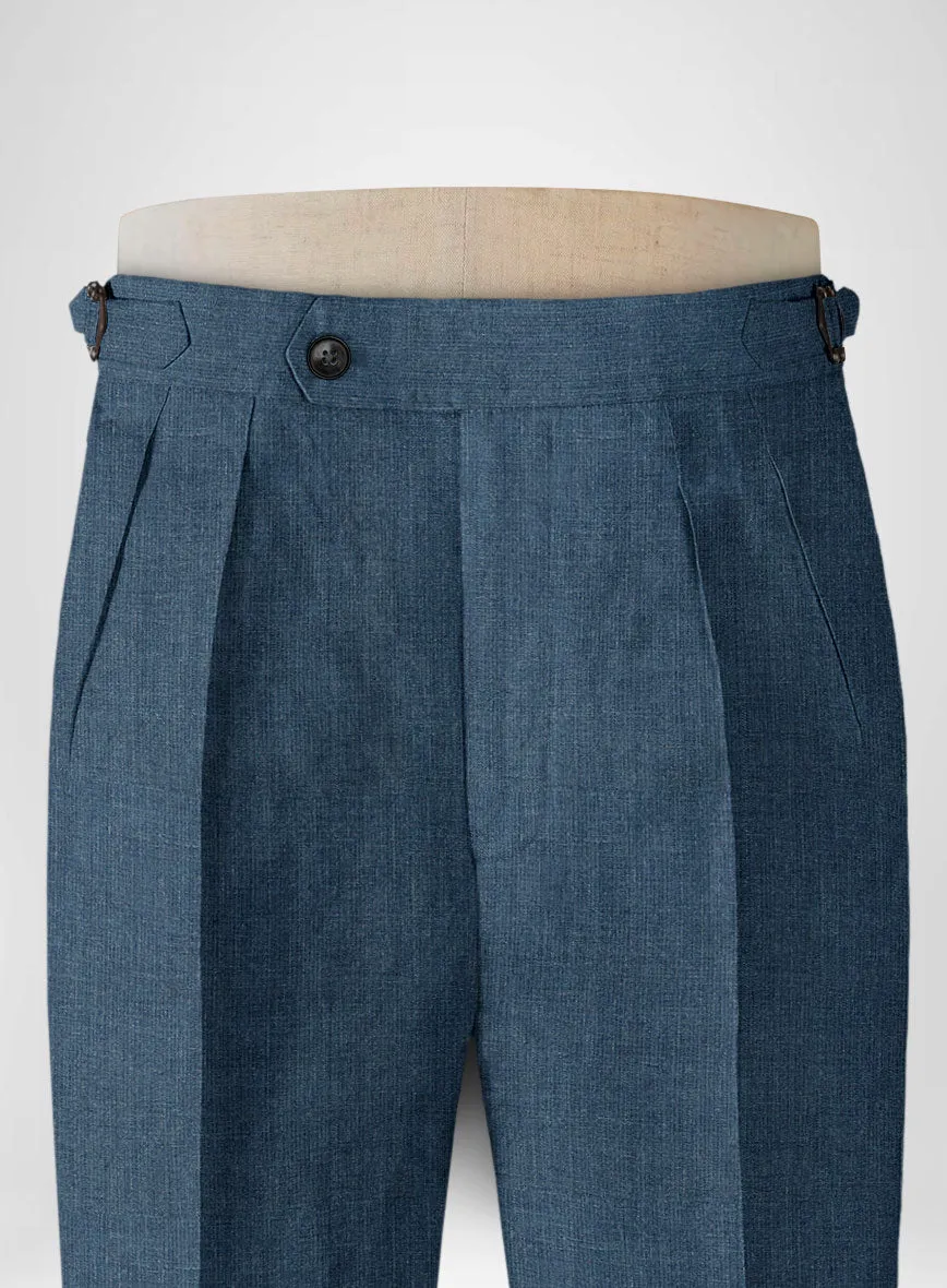 Indigo Blue Linen Highland Trousers