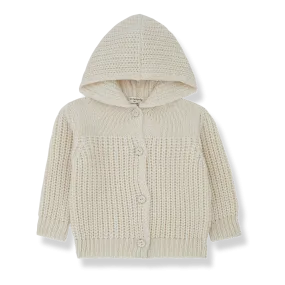 jacket chunky knit with hat - ecru