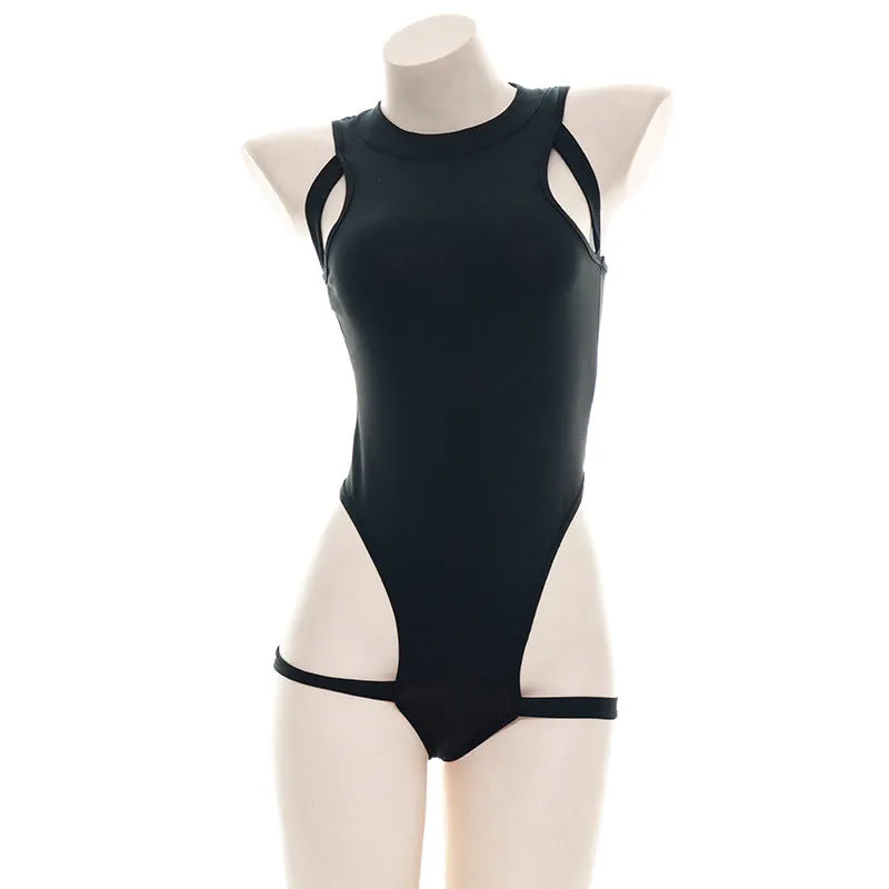 Japanese Black Side Straps Bodysuit