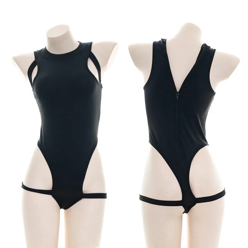 Japanese Black Side Straps Bodysuit