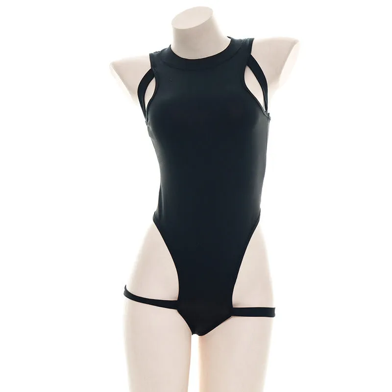 Japanese Black Side Straps Bodysuit
