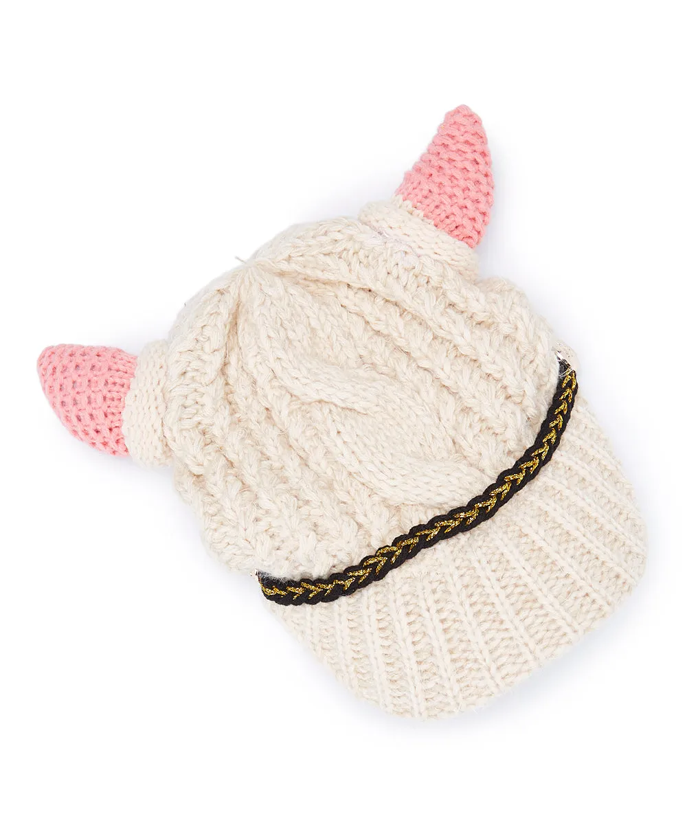 JCH305210 Horn Cable-Knit Beanie