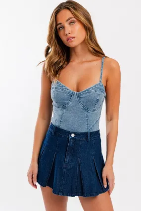 Jolene Denim Bustier Bodysuit