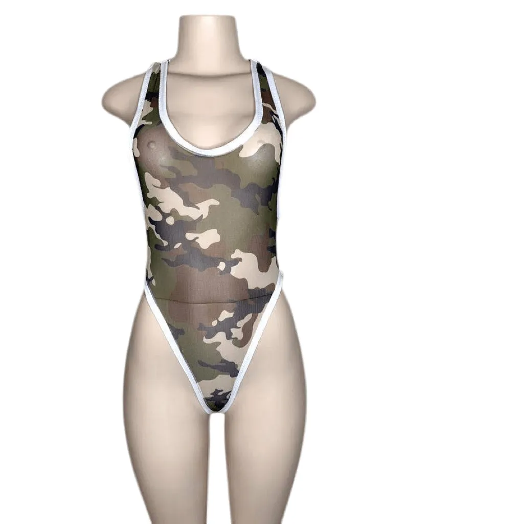 JUICE. Mesh Camo Bodysuit