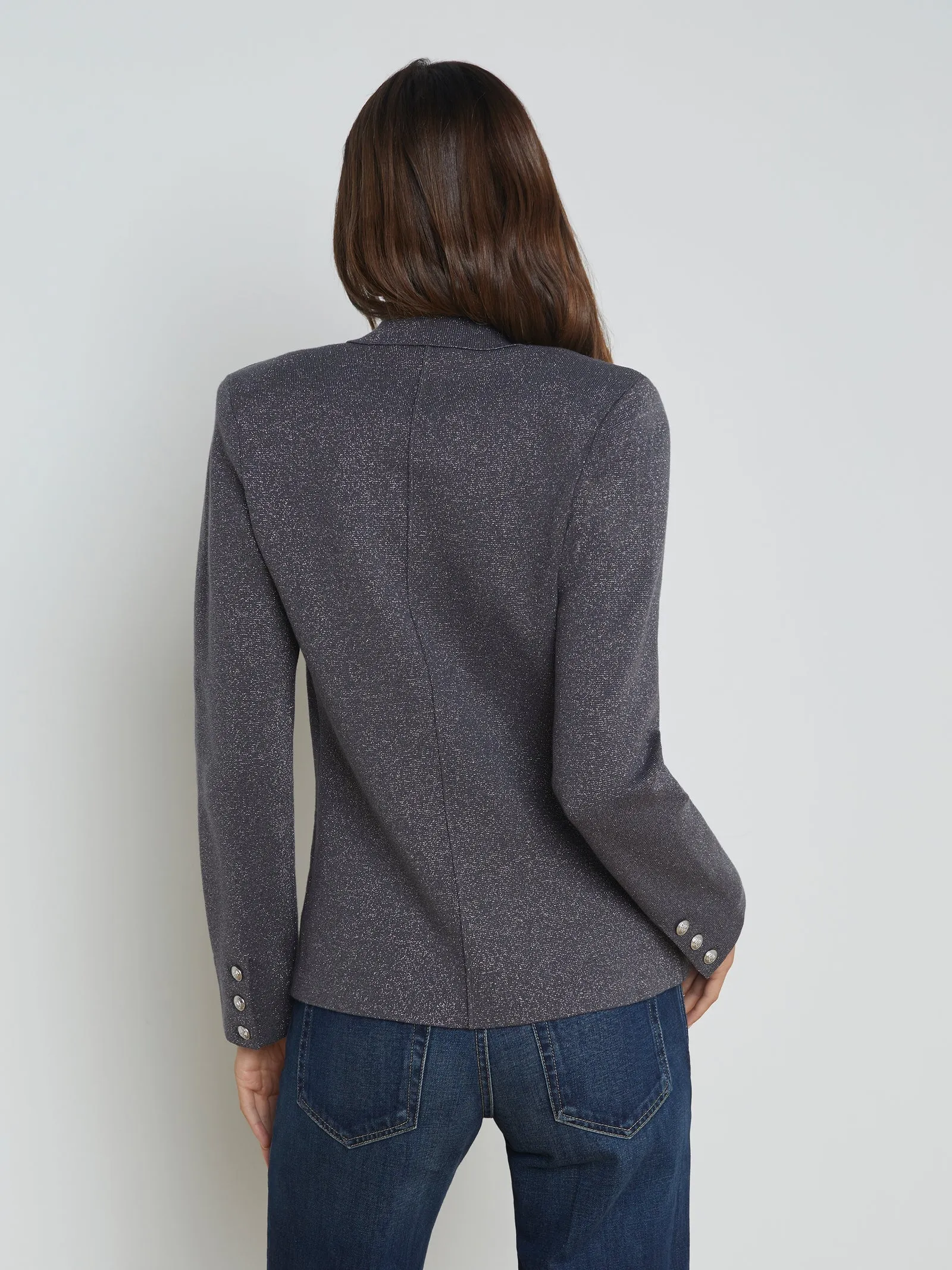 Kenzie Metallic Knit Blazer - Dark Shadow