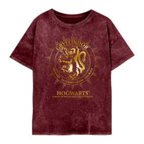 Ladies Harry Potter Acid Wash T-Shirt -  Gryffindor