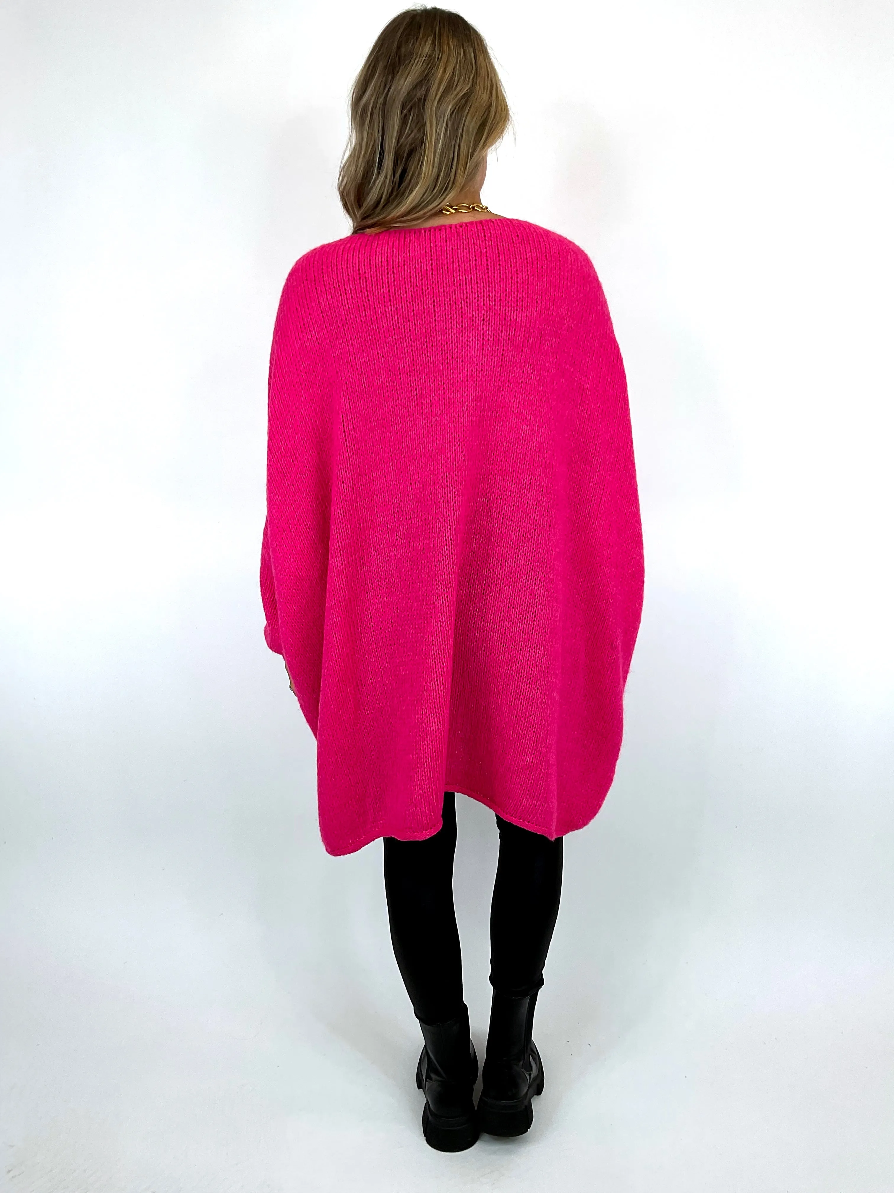Lagenlook Lottie Plain Jumper Fuchsia. code 3206
