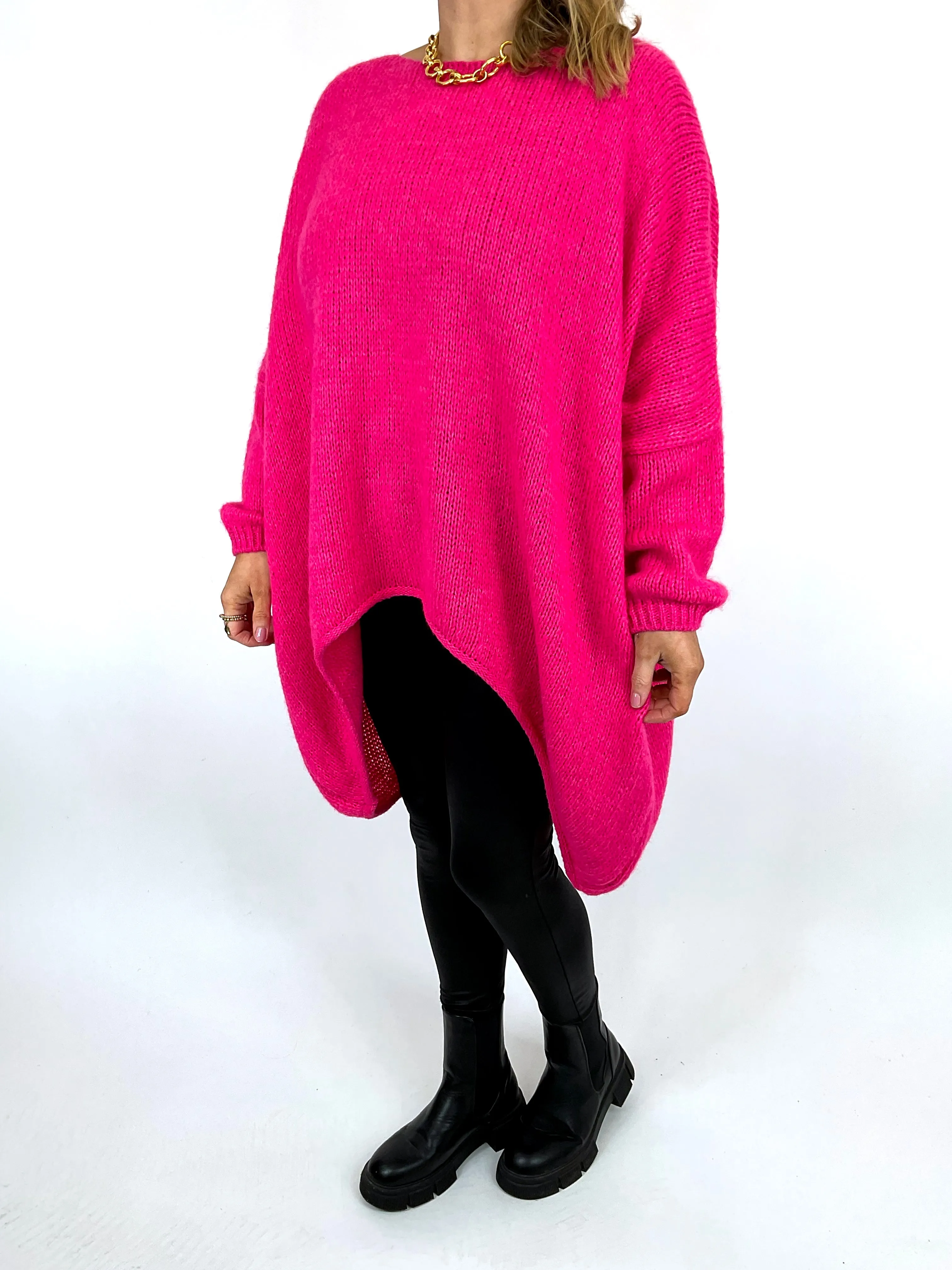 Lagenlook Lottie Plain Jumper Fuchsia. code 3206