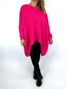 Lagenlook Lottie Plain Jumper Fuchsia. code 3206