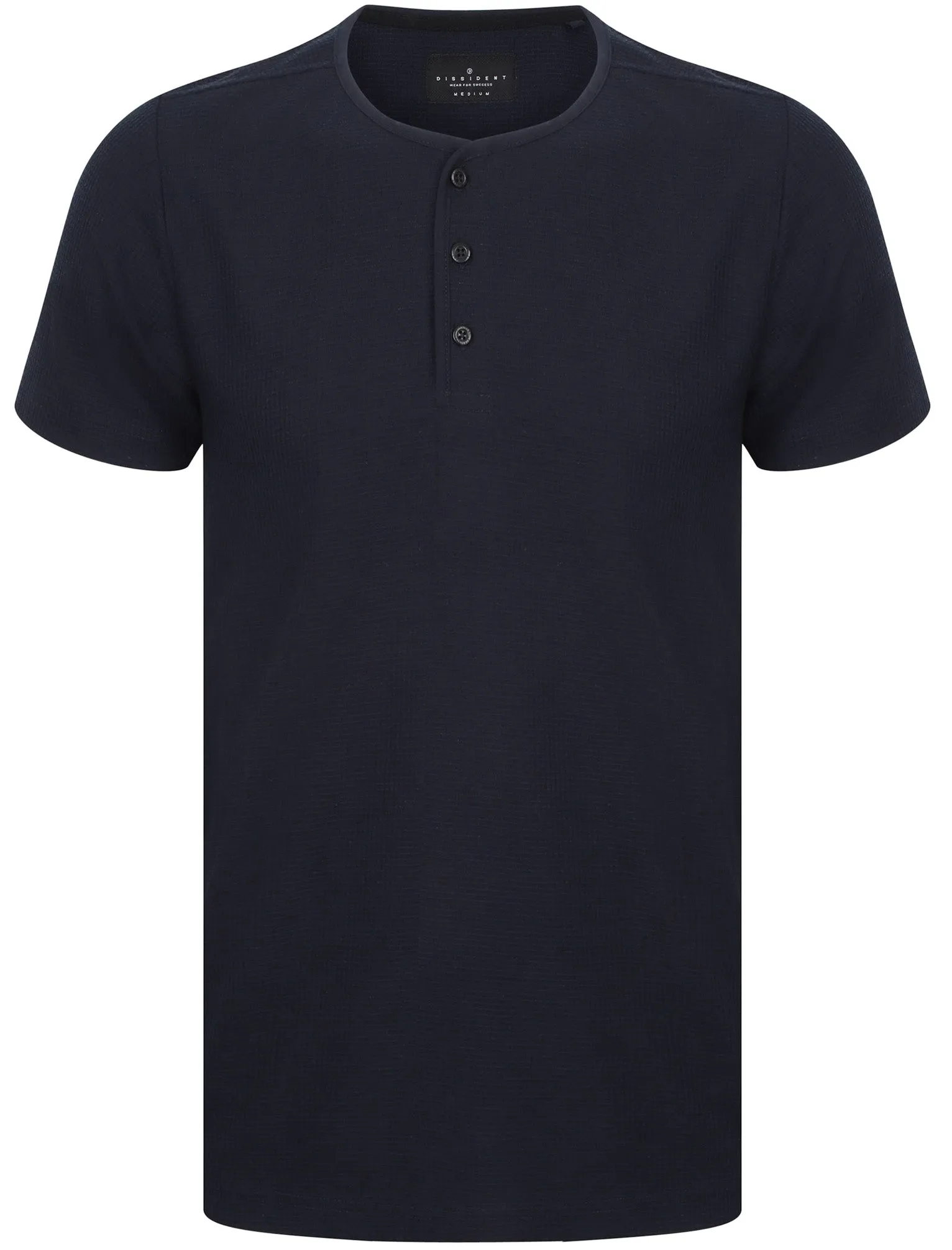 Lendal Textured Henley T-Shirt In Dark Sapphire - Dissident