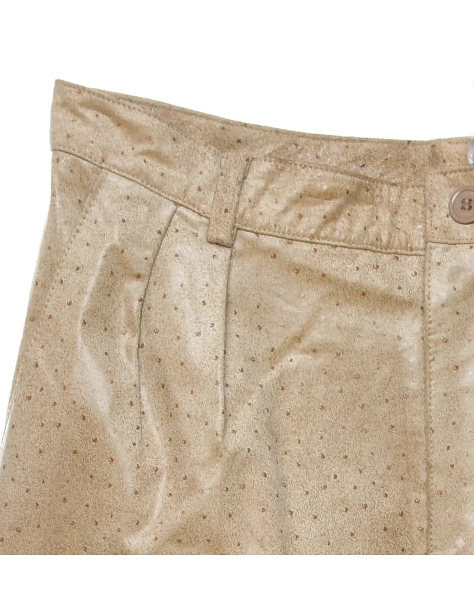 Light Brown Leather Spot Print Trousers - W33 L31