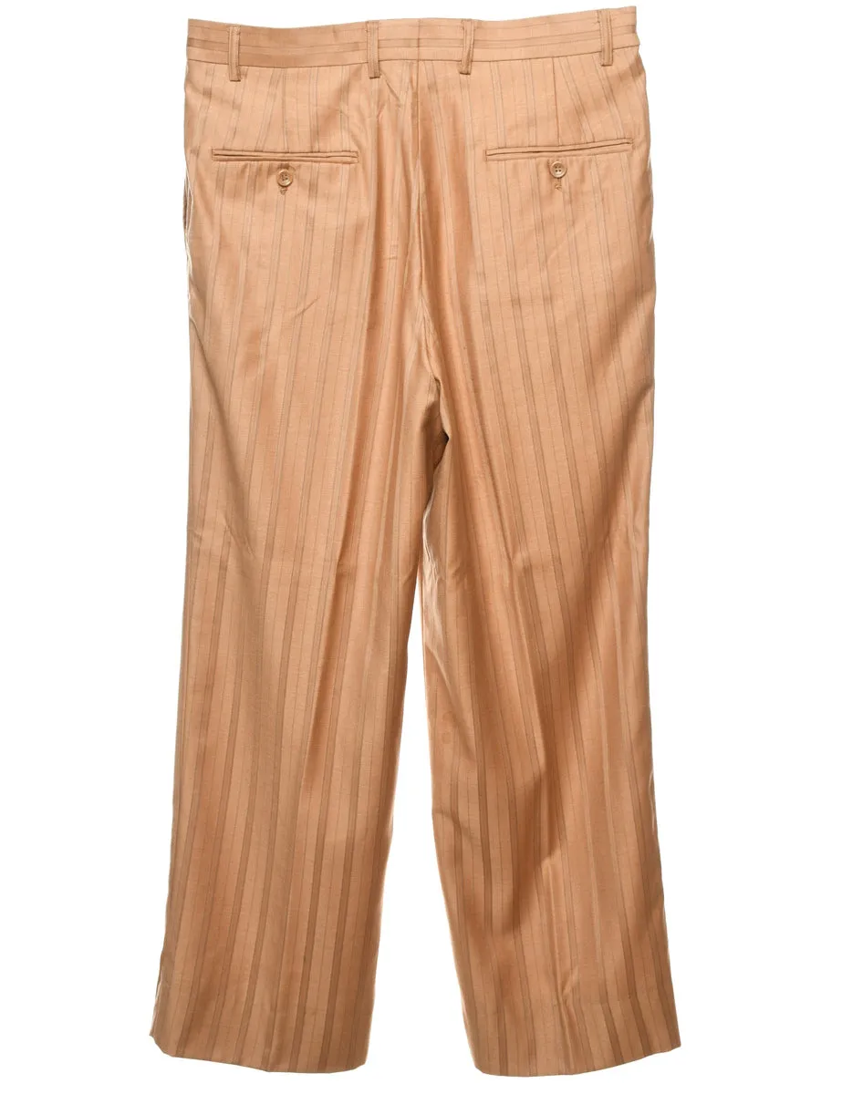 Light Brown Striped Metallic Trousers - W34 L30
