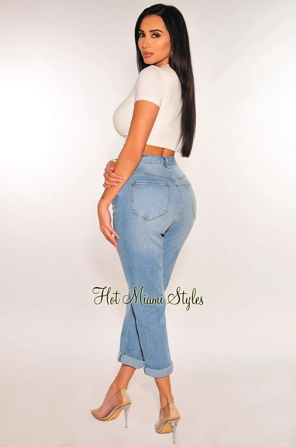 Light Denim High Waist Loose Fit Jeans