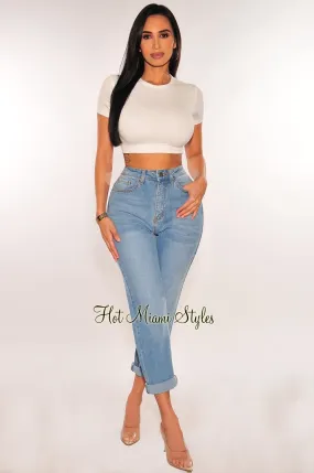 Light Denim High Waist Loose Fit Jeans