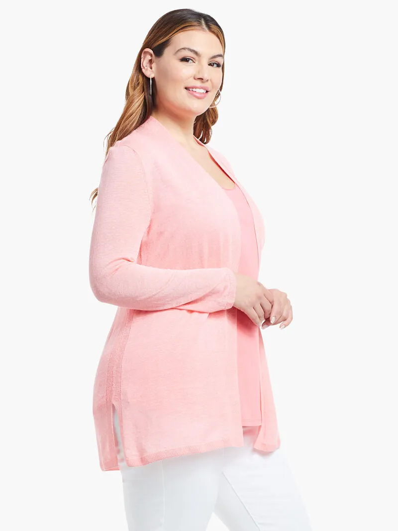Lightweight Long Boc Cardigan in Grapefruit