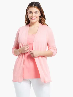 Lightweight Long Boc Cardigan in Grapefruit
