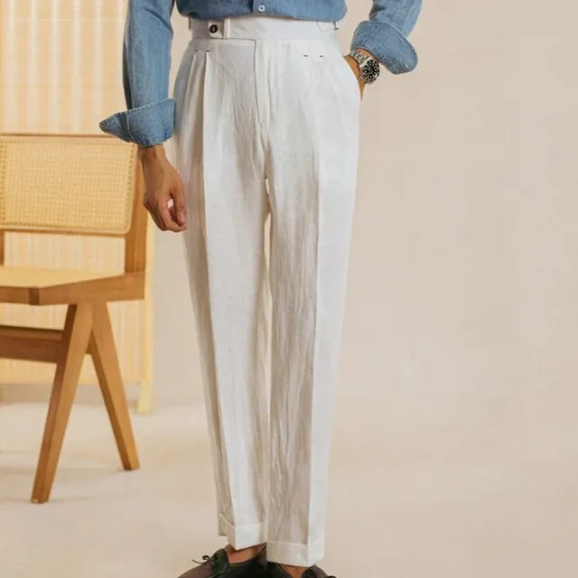 Linen Retro Casual High Waist Trousers