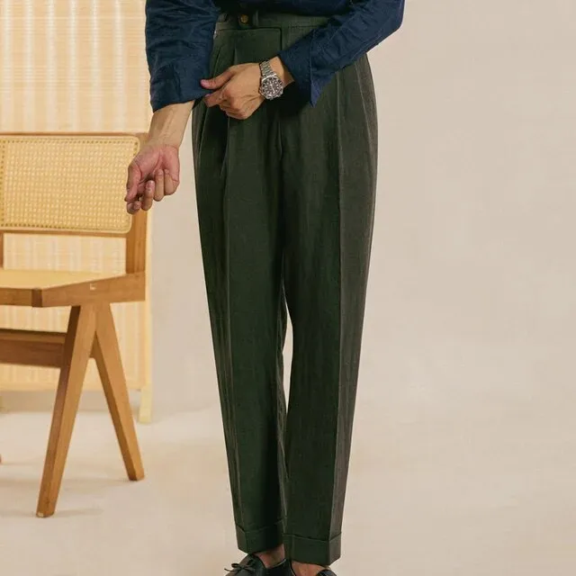 Linen Retro Casual High Waist Trousers
