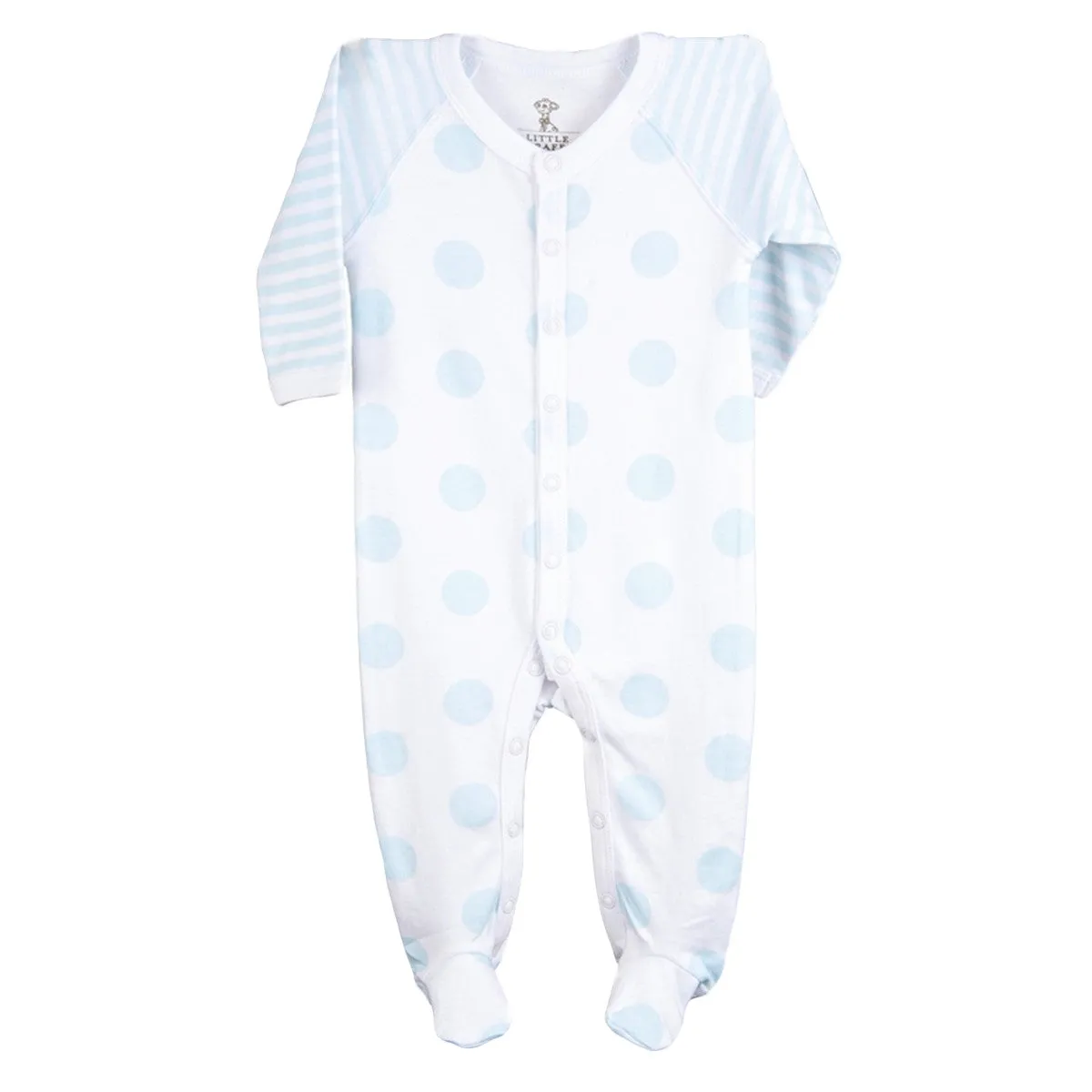 Little Giraffe Lollipop Henley Footie In Blue