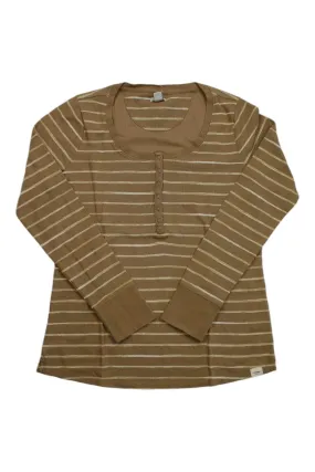 L.L.Bean Women's Unshrinkable Mini Waffle Henley Stripe LS Top