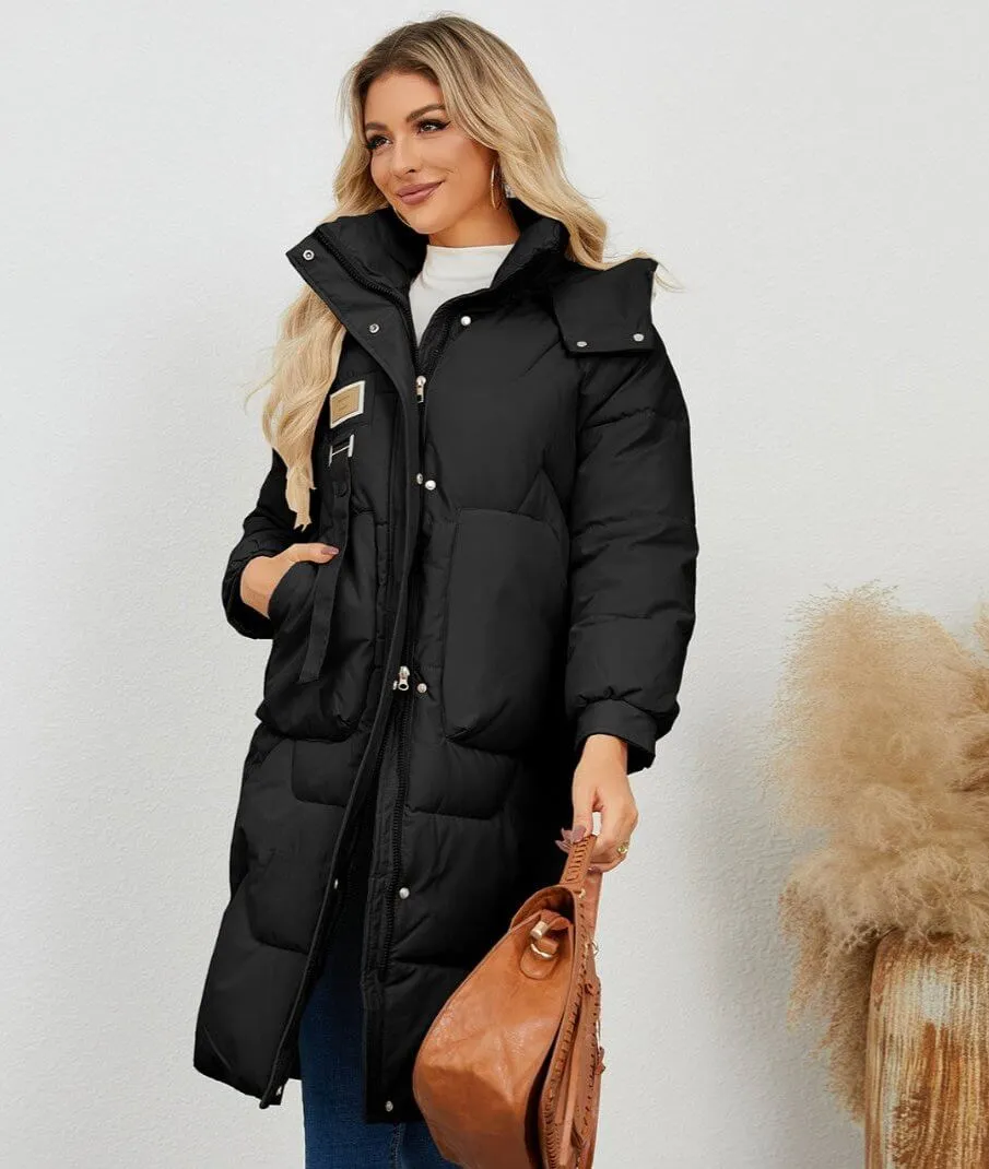 Long Sleeve Longline Hooded Winter Coat