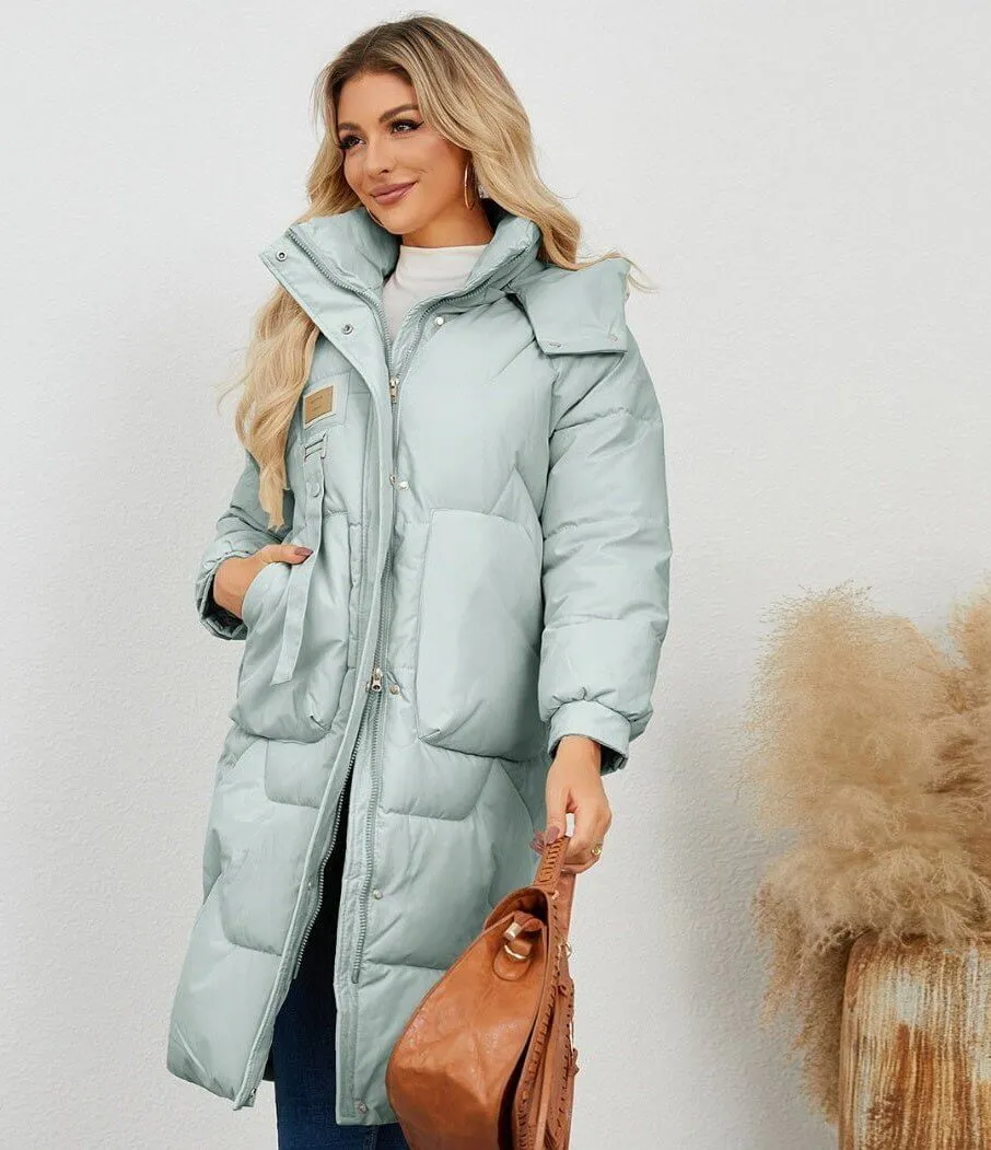 Long Sleeve Longline Hooded Winter Coat