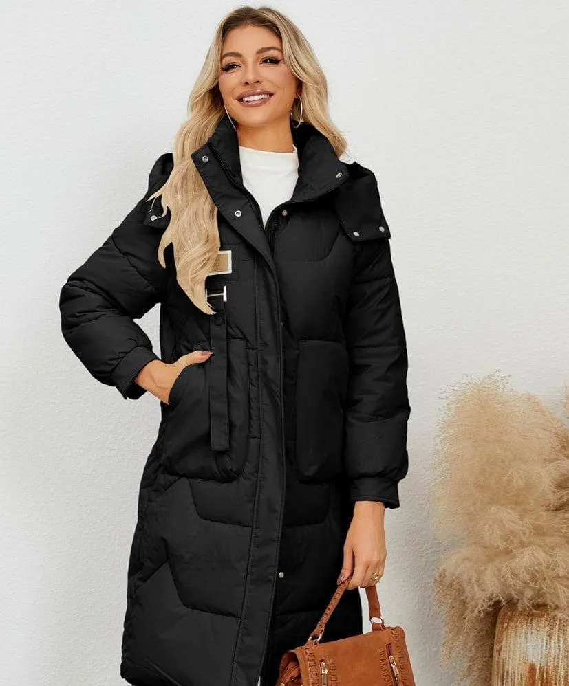 Long Sleeve Longline Hooded Winter Coat