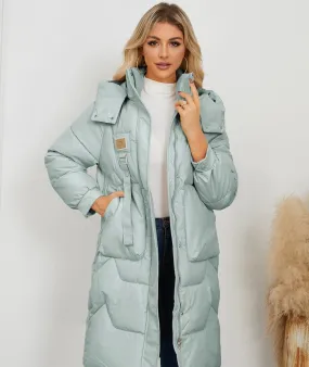 Long Sleeve Longline Hooded Winter Coat