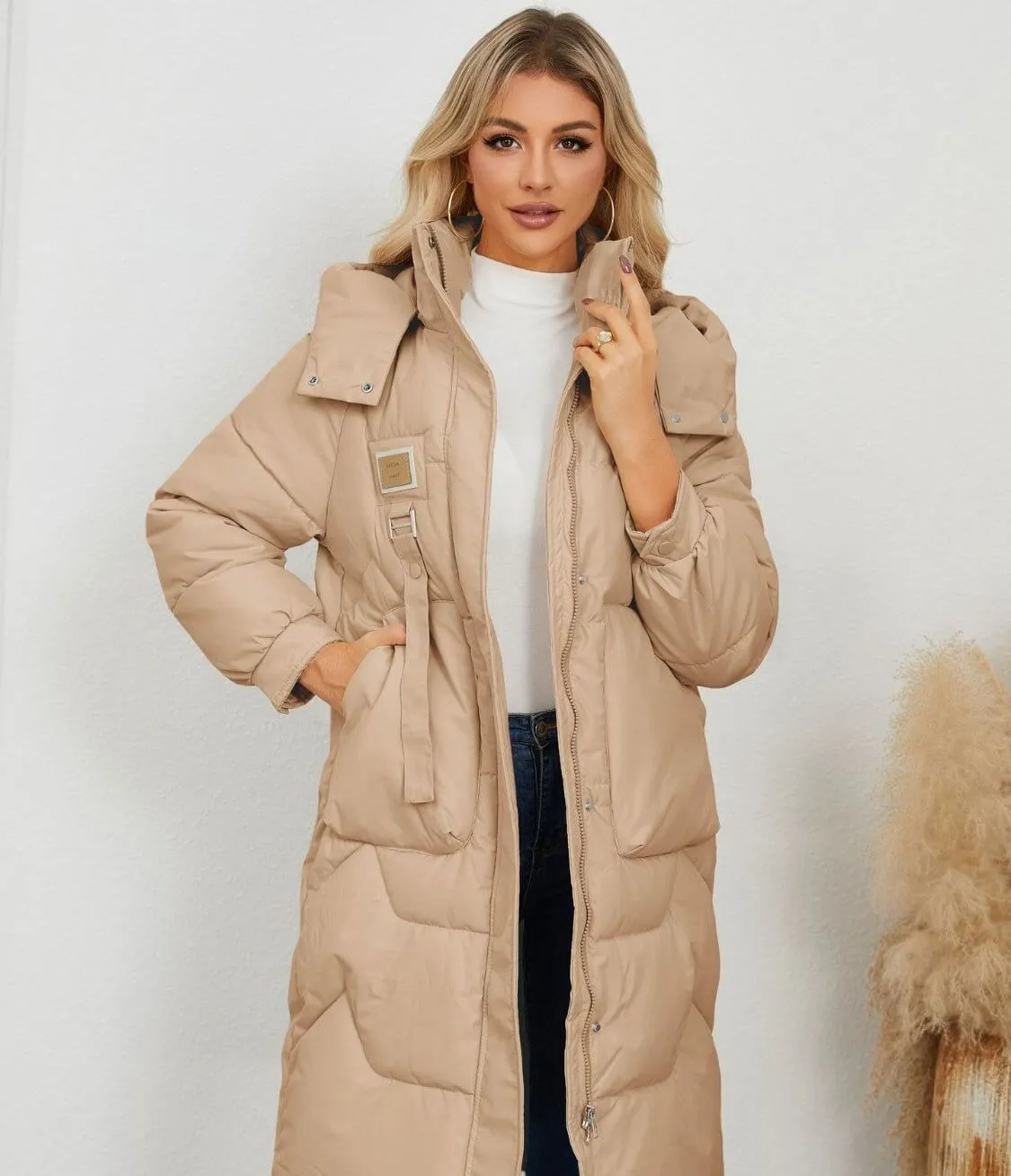 Long Sleeve Longline Hooded Winter Coat
