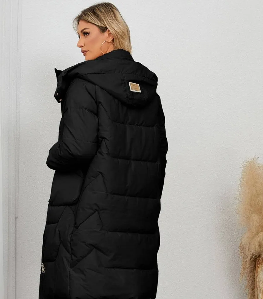Long Sleeve Longline Hooded Winter Coat