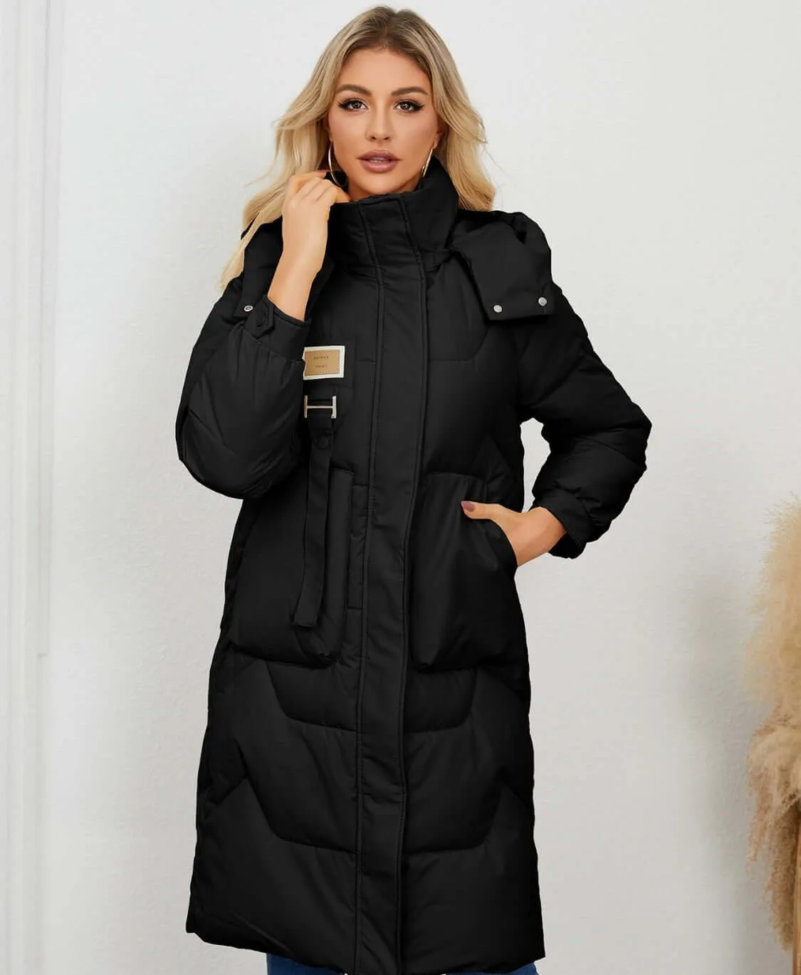 Long Sleeve Longline Hooded Winter Coat