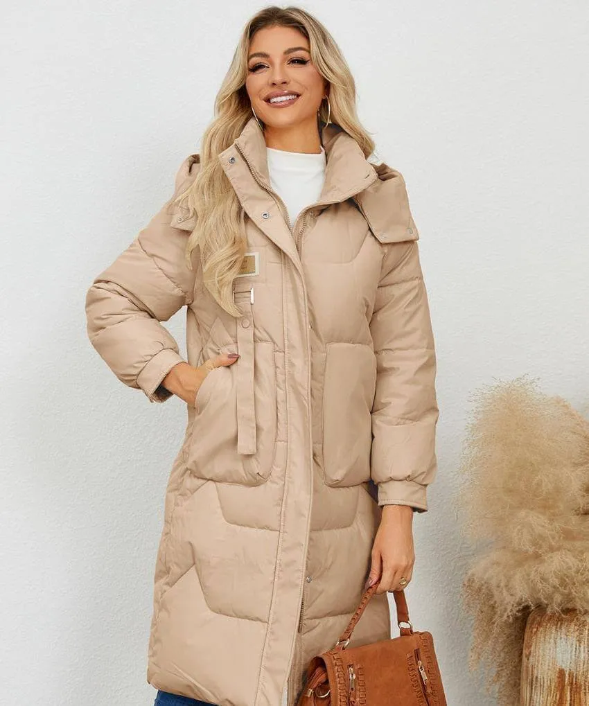 Long Sleeve Longline Hooded Winter Coat