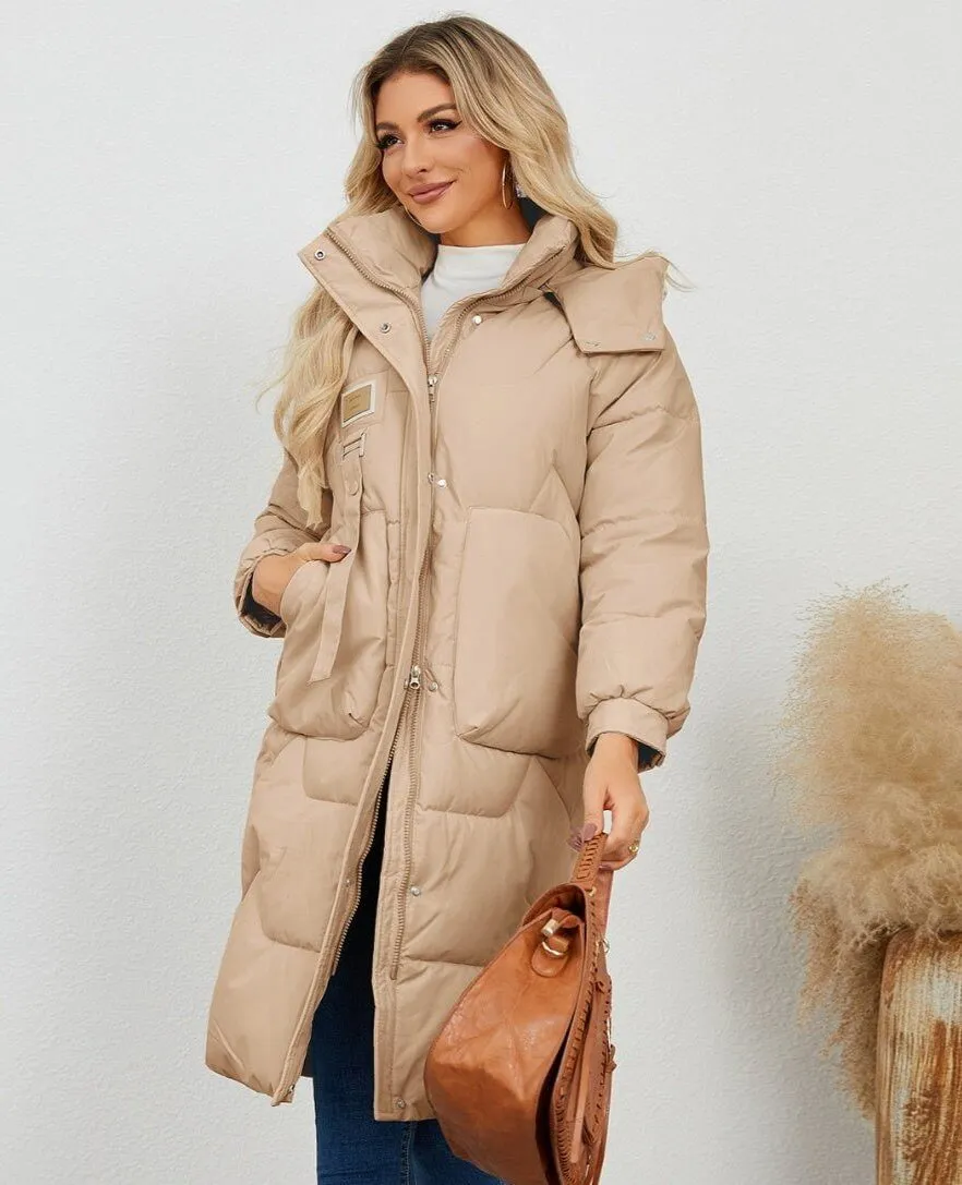 Long Sleeve Longline Hooded Winter Coat