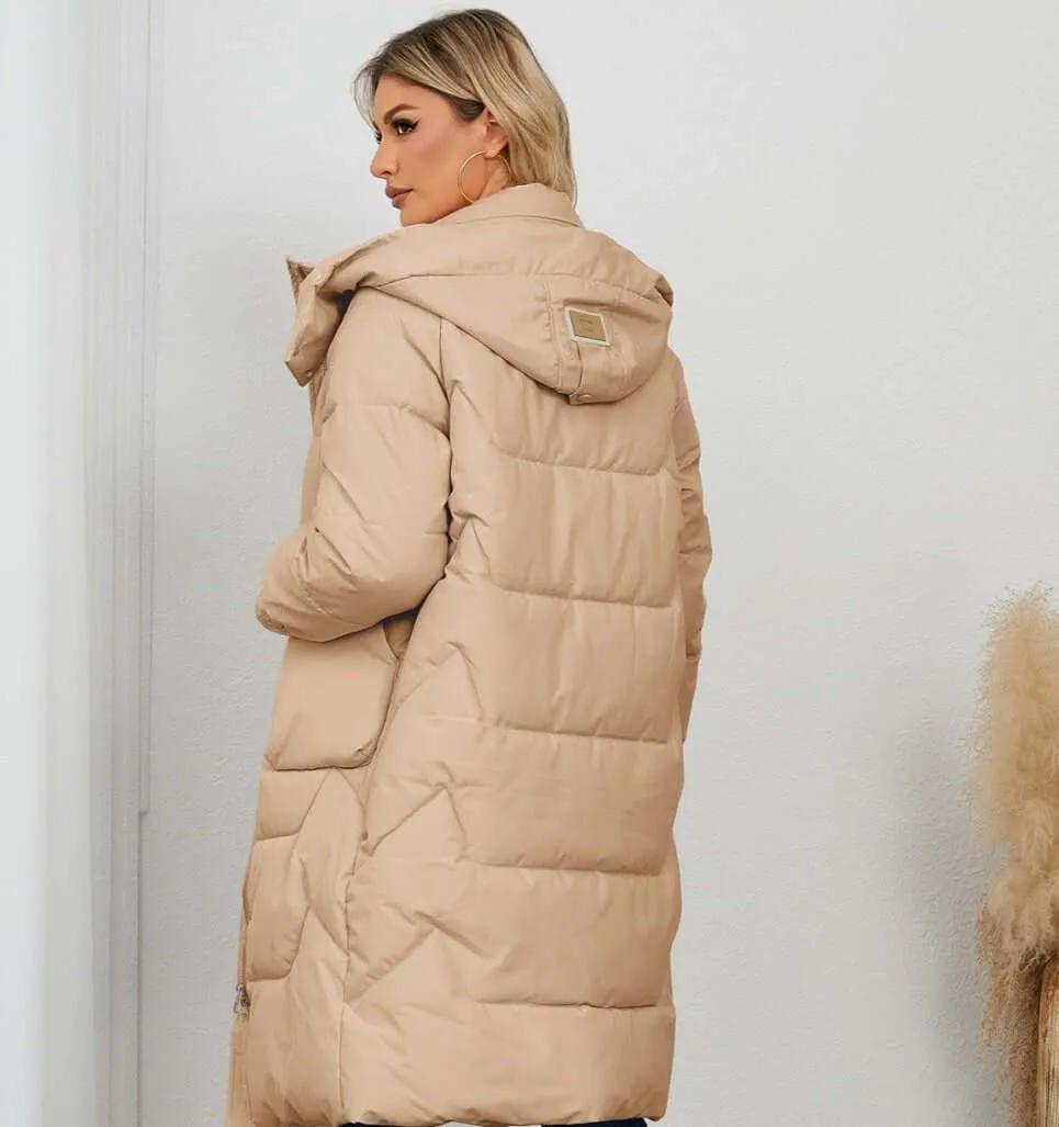Long Sleeve Longline Hooded Winter Coat