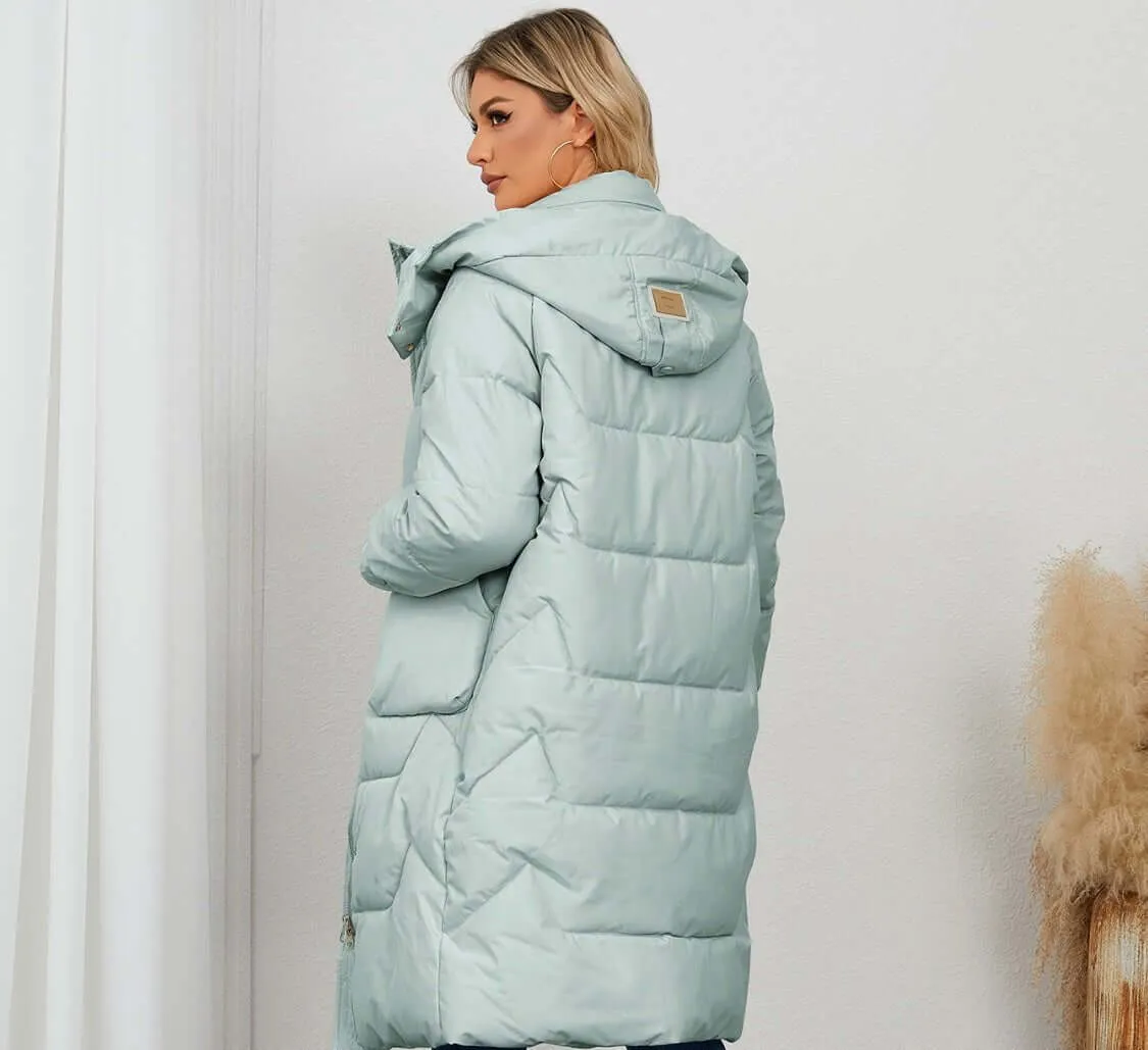 Long Sleeve Longline Hooded Winter Coat