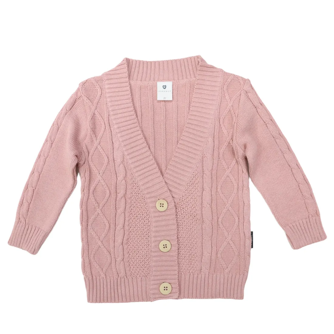 Long textured knit cardigan dusty pink