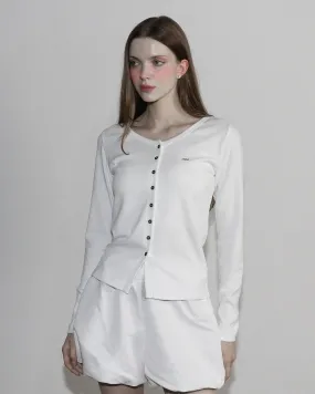 [MAGOREN SEOUL] FW 24 Metal Triclipse U-neck Cardigan White