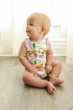 Mardi Gras Bamboo Henley Onesie with Snaps
