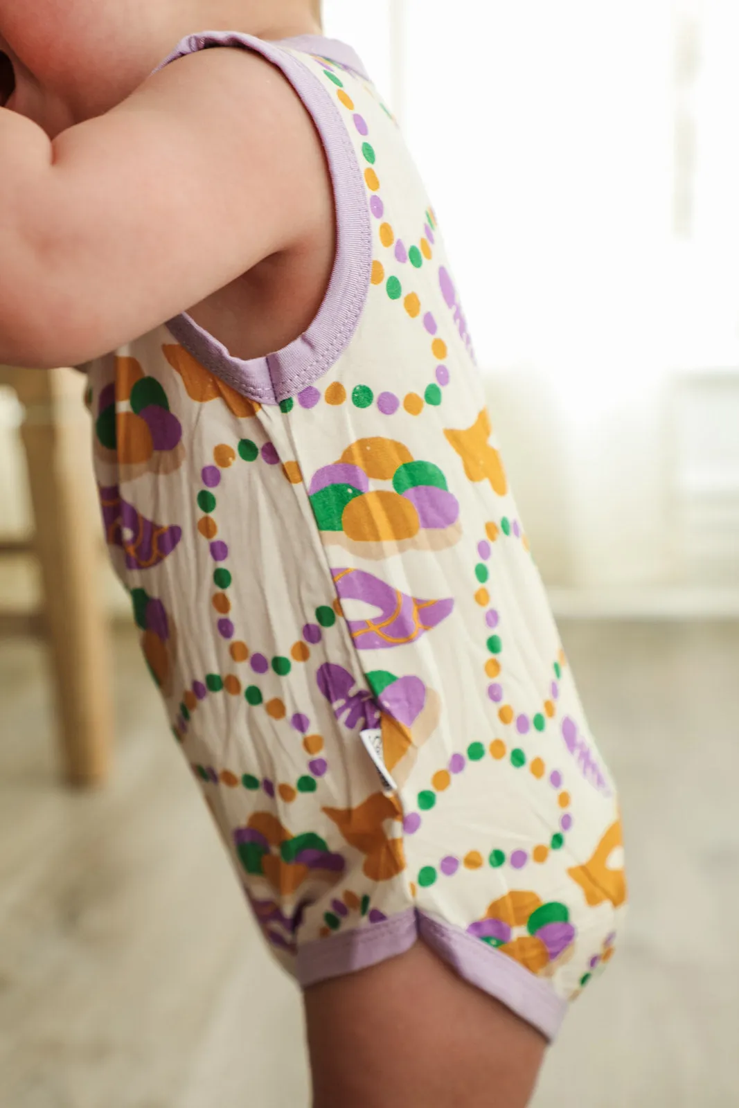 Mardi Gras Bamboo Henley Onesie with Snaps