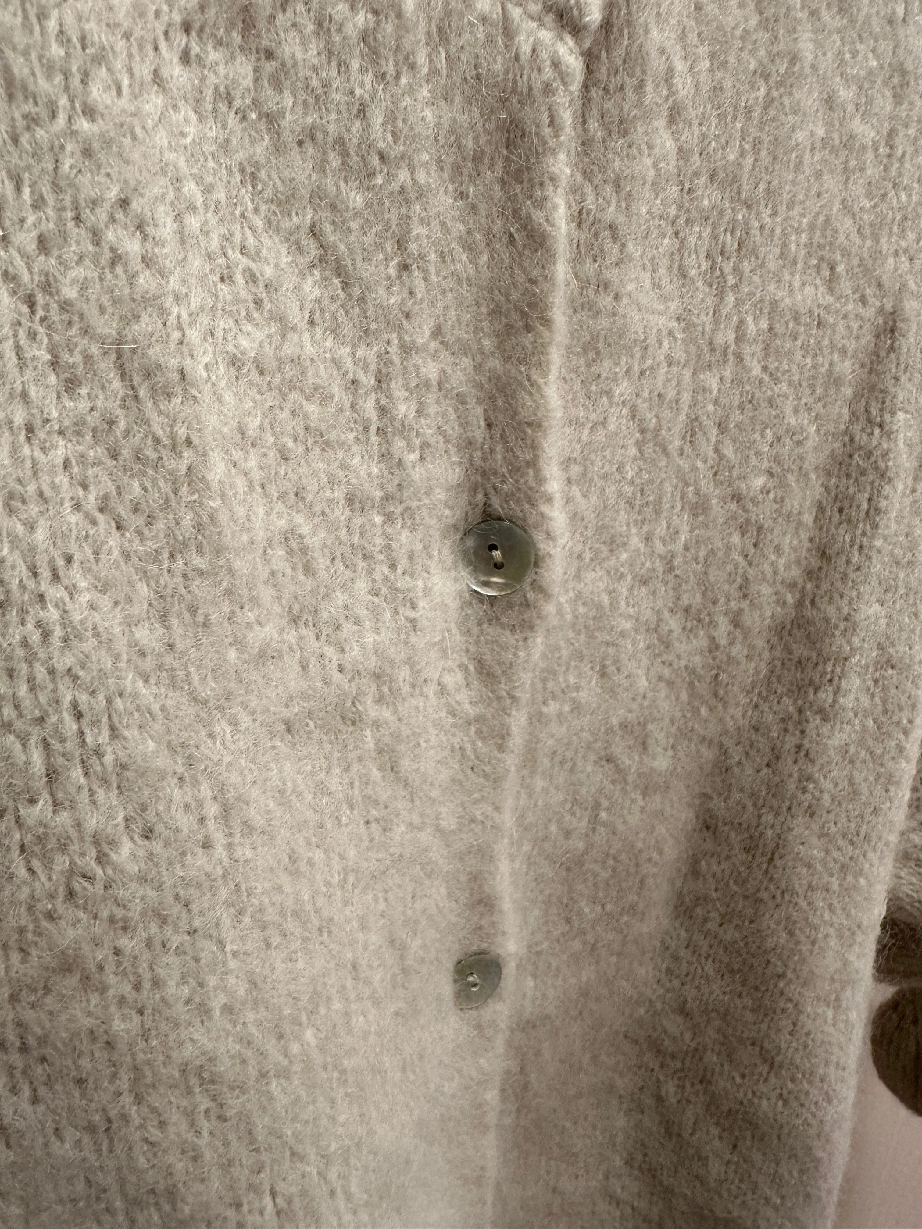 Marta Du Chateau Alpaca Mix Frill Sleeve Cardigan in Oatmeal