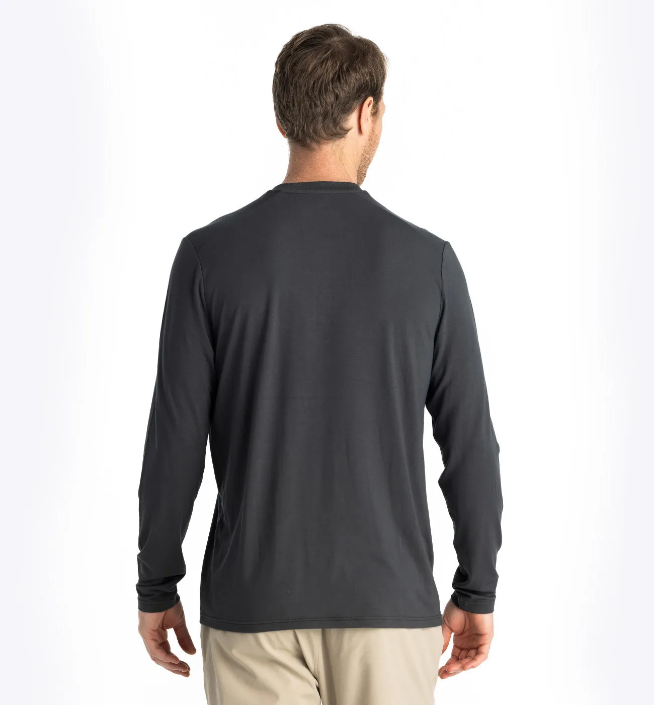 Men's Bamboo Flex Long Sleeve Henley - Black Sand