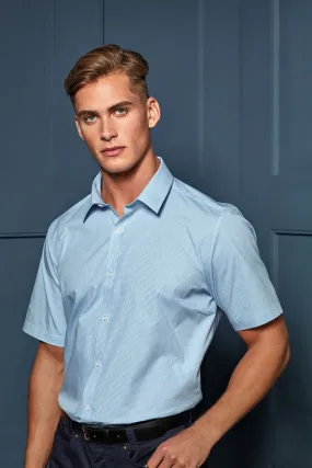 Men's Microcheck Short Sleeve Cotton Shirt