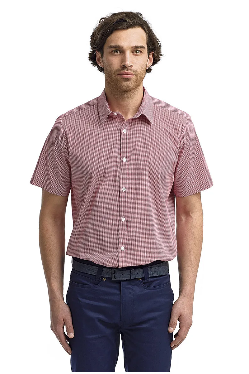 Men's Microcheck Short Sleeve Cotton Shirt