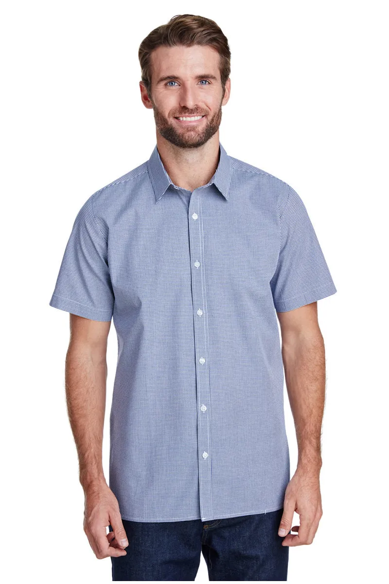 Men's Microcheck Short Sleeve Cotton Shirt